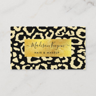 Leopard Spots Black And Gold Animal Print Pattern  Business Card