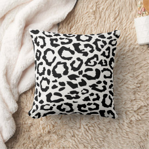 Leopard Spots Black And White Animal Print Pattern Cushion