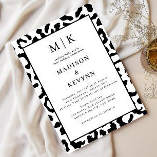 Leopard Spots Black And White Wedding Invitation