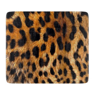 Leopard Spots Black Brown Wild Animal Fine Art Cutting Board