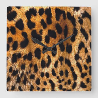 Leopard Spots Black Brown Wild Animal Fine Art Square Wall Clock