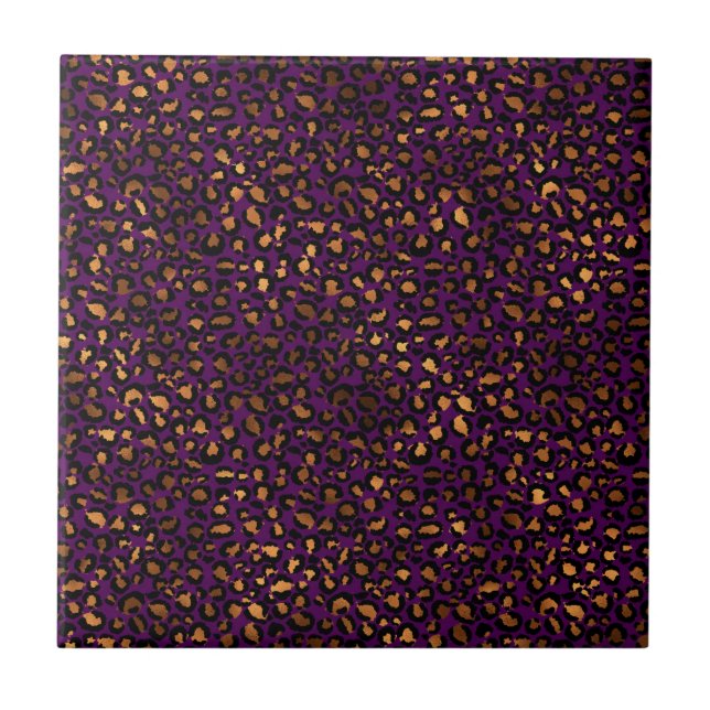 Leopard Spots Blue Glam Luxurious Fashionable Wild Tile (Front)