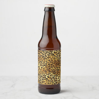 Leopard Spots Camouflage Pattern Painting Beer Bottle Label