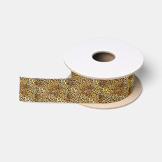 Leopard Spots Camouflage Pattern Painting Satin Ribbon