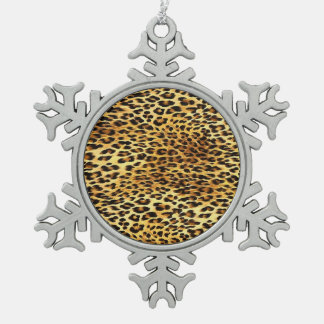 Leopard Spots Camouflage Pattern Painting Snowflake Pewter Christmas Ornament