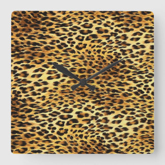 Leopard Spots Camouflage Pattern Painting Square Wall Clock