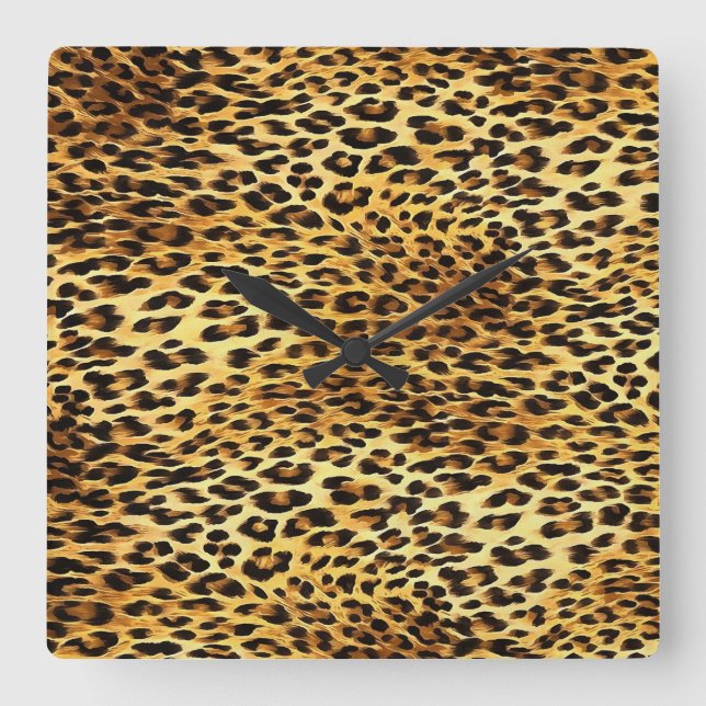 Leopard Spots Camouflage Pattern Painting Square Wall Clock (Front)