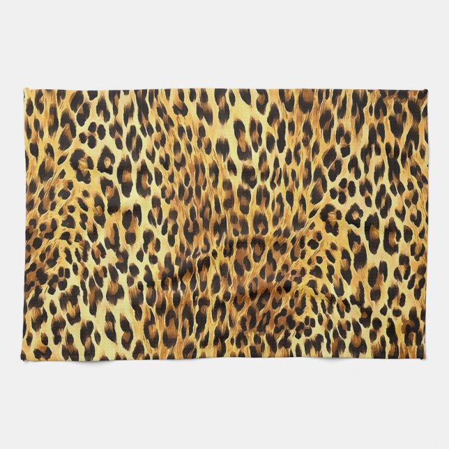 Leopard Spots Camouflage Pattern Painting Tea Towel (Horizontal)