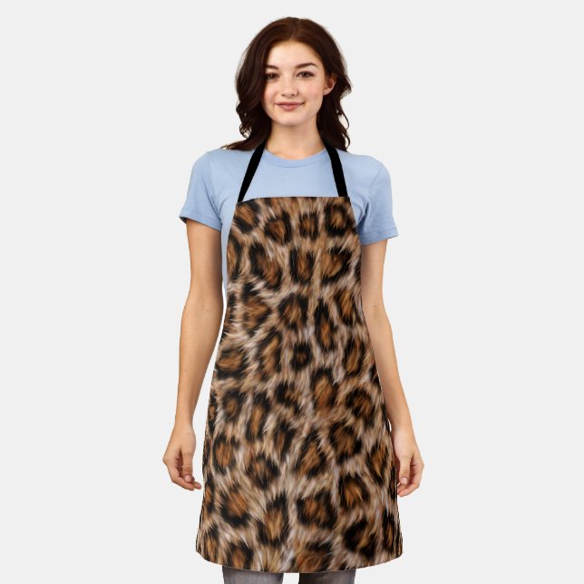 Leopard Spots Fur Jaguar Animal Cat skin Pattern.j Apron (Worn)