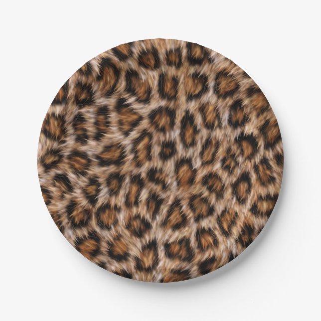 Leopard Spots Fur Jaguar Animal Cat skin Pattern.j Paper Plate (Front)