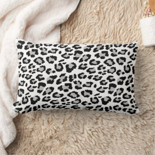 Leopard Spots Grey and Black Animal Print Pattern  Lumbar Cushion