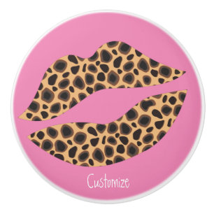 Leopard Spots Lipstick Kiss Thunder_Cove Ceramic Knob