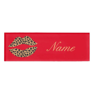 Leopard Spots Lipstick Kiss Thunder_Cove Name Tag