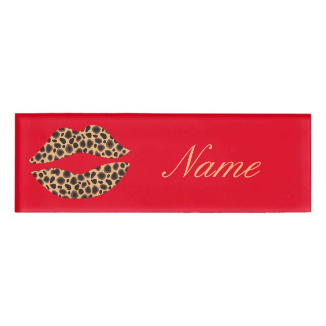 Leopard Spots Lipstick Kiss Thunder_Cove Name Tag (Front)
