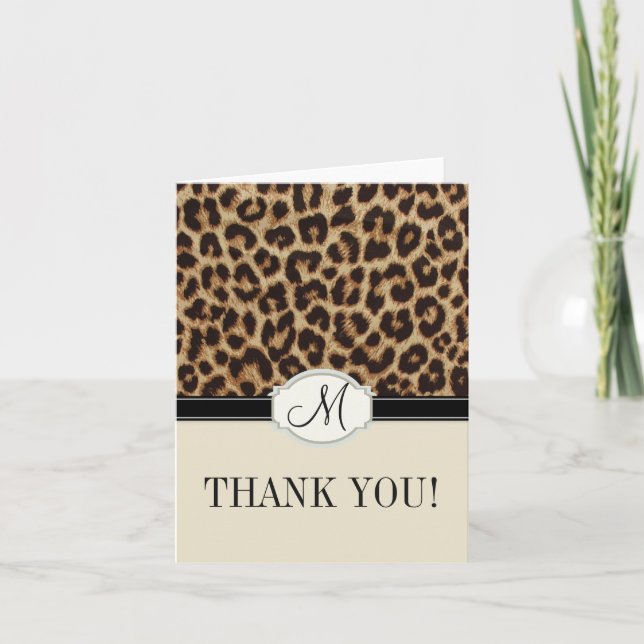 Leopard Spots Monogram Thank You Card (Front)