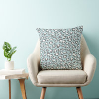 Leopard Spots Pale Blue Grey Animal Print Pattern