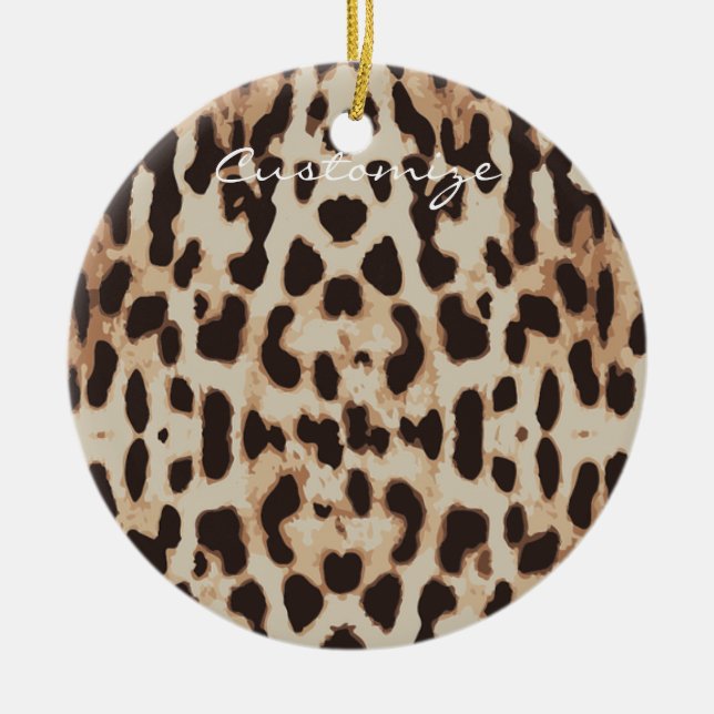 Leopard Spots Pattern Thunder_Cove Ceramic Tree Decoration (Front)
