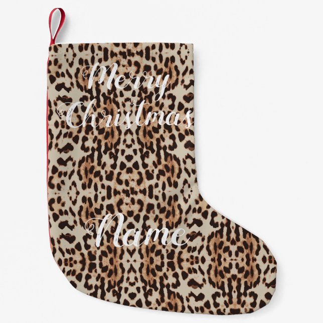 Leopard Spots Pattern Thunder_Cove Small Christmas Stocking (Front)
