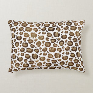 Leopard Spots Wild Animals Golden Glitter Safari Decorative Cushion