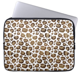 Leopard Spots Wild Animals Golden Glitter Safari Laptop Sleeve