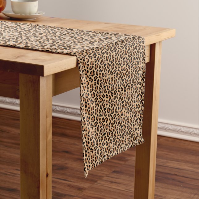 Leopard Spots Wild Cat Fur Pattern Medium Table Runner (In Situ)