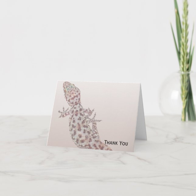 Leopard Spotted Gecko on Sand Thank You Card (Front)