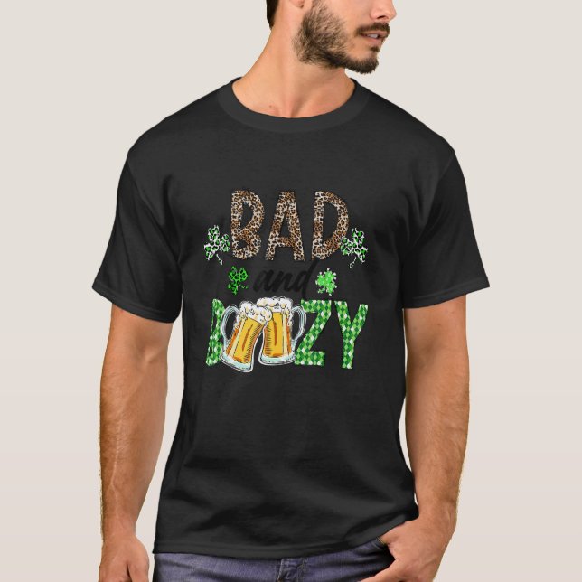 Leopard St Patrick's Day Bad And Boozy Beer Drinki T-Shirt (Front)
