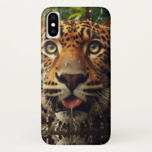 Leopard Stares While Lapping Water in Jungle Case-Mate iPhone Case