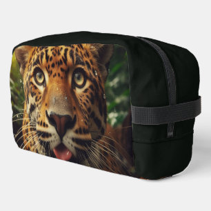 Leopard Stares While Lapping Water in Jungle  Dopp Kit