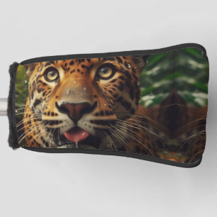 Leopard Stares While Lapping Water in Jungle Golf Head Cover