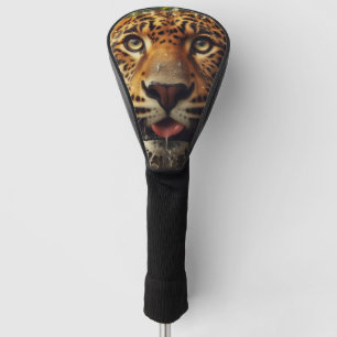 Leopard Stares While Lapping Water in Jungle Golf Head Cover
