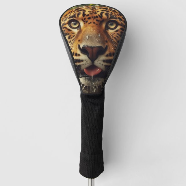 Leopard Stares While Lapping Water in Jungle  Golf Head Cover (Front)