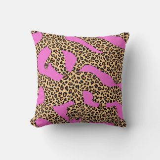 Leopard Stripes Pink Orange Wild Animal Cushion