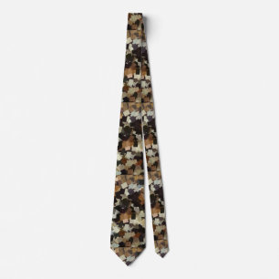 Leopard Style Brown Black Square Pattern Tie