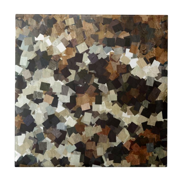 Leopard Style Brown Black Square Pattern Tile (Front)