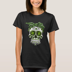 Leopard Sugar Skull St Patricks Day  Women Girls T-Shirt