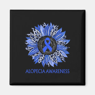 Leopard Sunflower Alopecia Awareness Blue Ribbon S Magnet