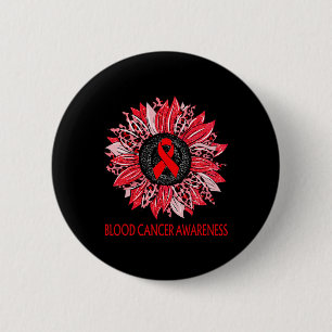 Leopard Sunflower Blood Cancer Awareness Red Ribbo 6 Cm Round Badge