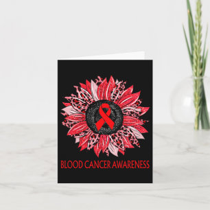 Leopard Sunflower Blood Cancer Awareness Red Ribbo Card