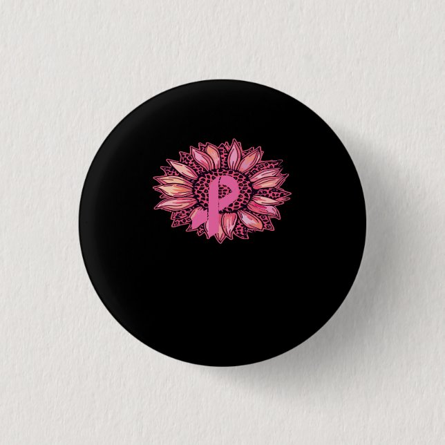 Leopard Sunflower Breast Cancer Awareness 3 Cm Round Badge (Front)