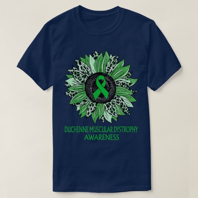 Leopard Sunflower Duchenne Muscular Dystrophy Awar T-Shirt (Design Front)