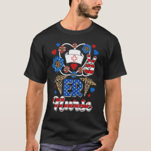 Leopard Sunflower Er Nurse American Flag 4th Of J T-Shirt