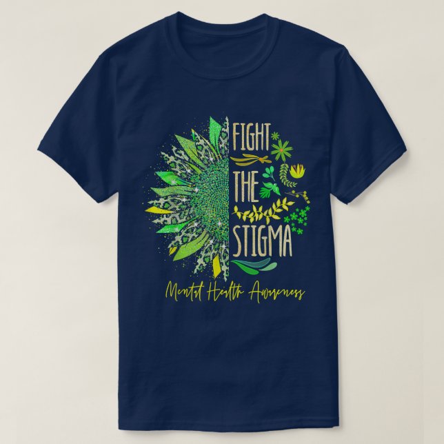 Leopard Sunflower Fight The Stigma Mental Health A T-Shirt (Design Front)