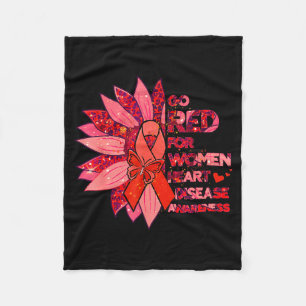Leopard Sunflower Go Red Health Heart Disease Awar Fleece Blanket