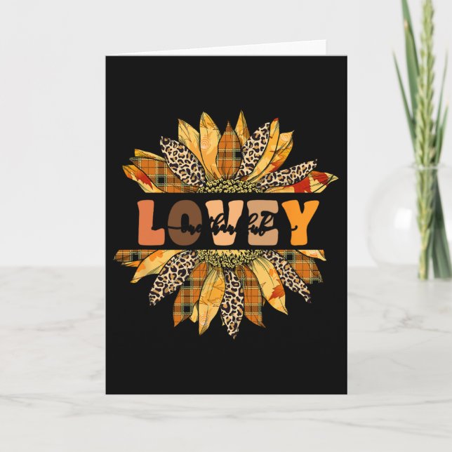 Leopard Sunflower One Thankful Lovey Fall Thanksgi Card (Front)