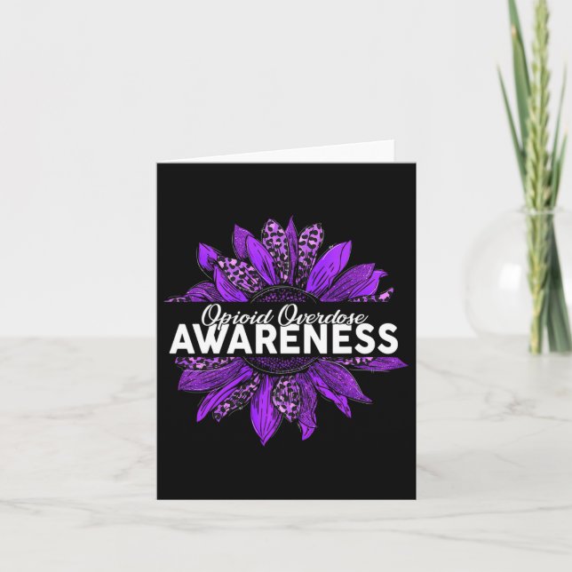 Leopard Sunflower Opioid Overdose Awareness Purple Card (Front)