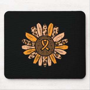 Leopard Sunflower Orange Ribbon Cancer Leukaemia A Mouse Pad