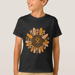 Leopard Sunflower Orange Ribbon Cancer Leukaemia A T-Shirt