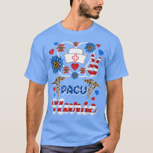 Leopard Sunflower Pacu Nurse American Flag Funny 4 T-Shirt