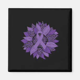 Leopard Sunflower Purple Ribbon Fibromyalgia Aware Magnet